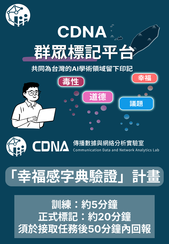 「傳播數據與網絡分析實驗室」誠徵幸福感字典標記人員